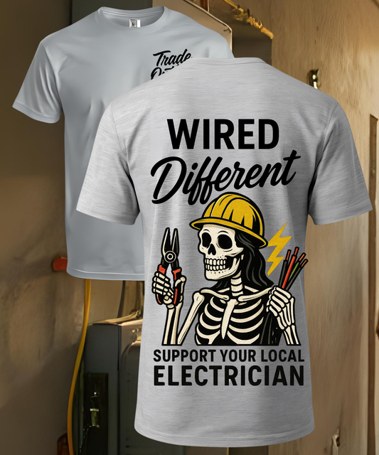 "Wired Different" Electrician - Tradeswoman - T-Shirt