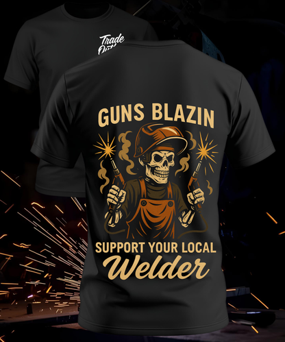 Guns Blazin’ – Welder T-Shirt