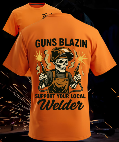 Guns Blazin’ – Welder T-Shirt