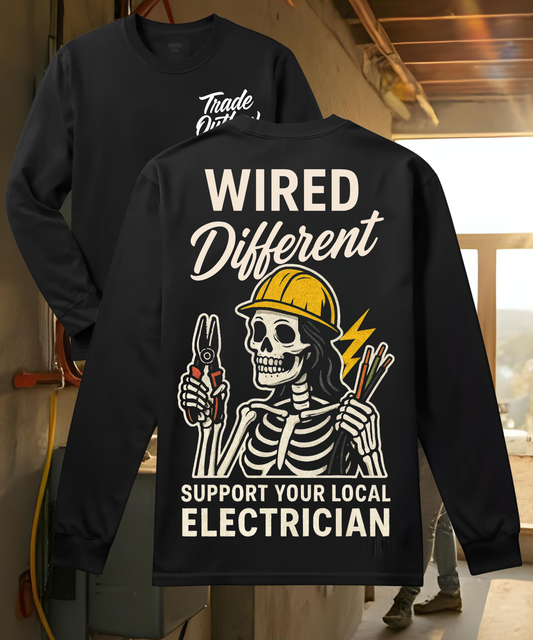 "Wired Different" Electrician - Tradeswoman - Long Sleeve