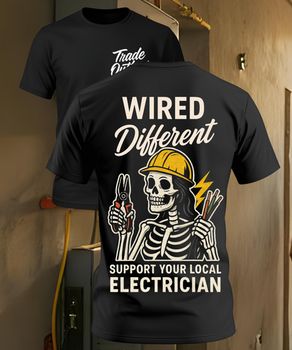 "Wired Different" Electrician - Tradeswoman - T-Shirt