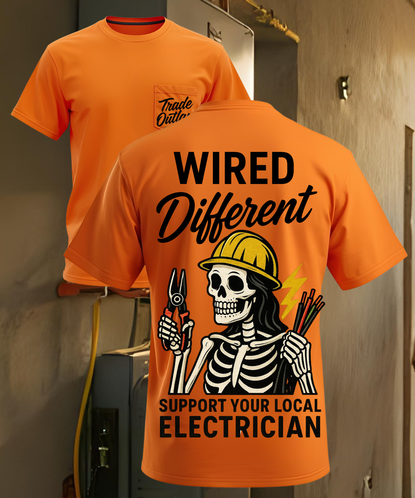 "Wired Different" Electrician - Tradeswoman - T-Shirt
