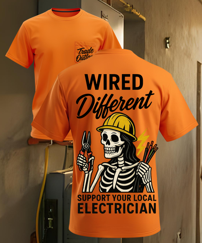 "Wired Different" Electrician - Tradeswoman - T-Shirt