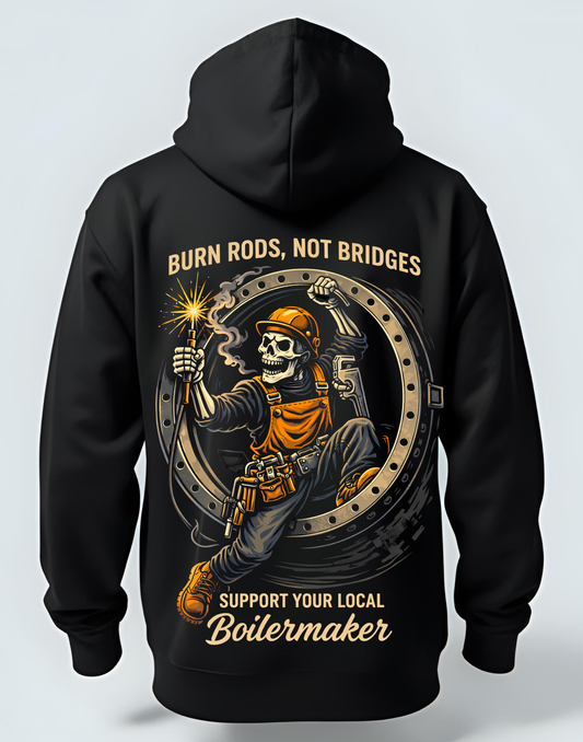 Burn Rods, Not Bridges – The Boilermaker Hoodie